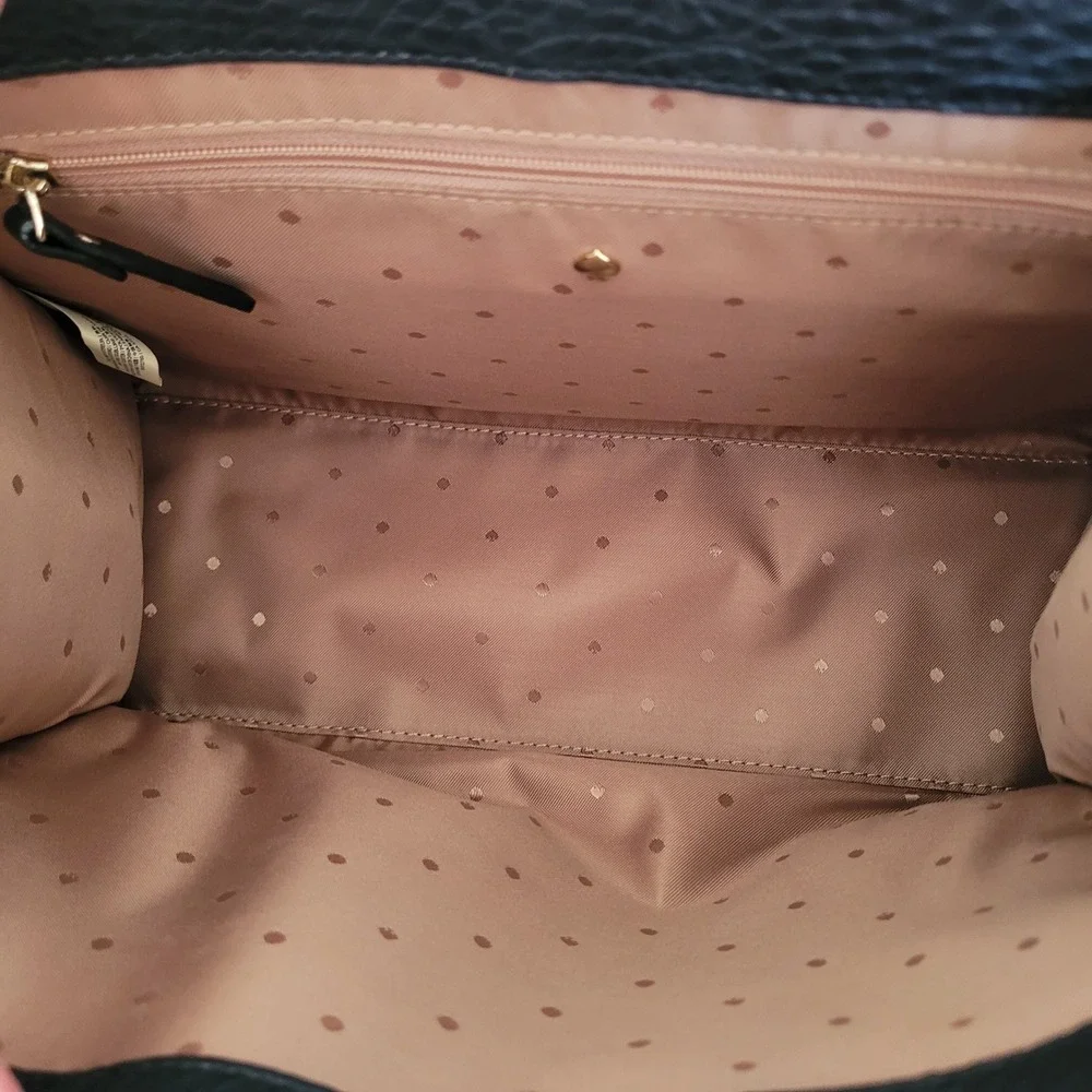 Kate Spade Larchmont Avenue Evangelie Satchel Black Pebbled Leather Handbag Gold